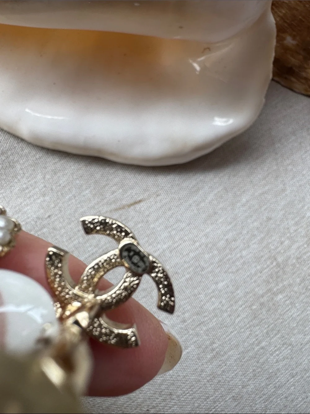 CHANEL Gold and White Camellia CC Crystal Clips Earrings
